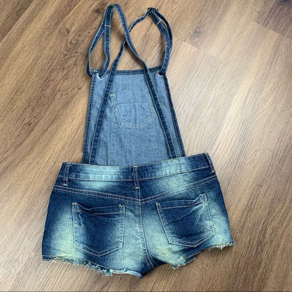 U2B Urban Basics Blue Denim Short Overall Size 3 - Picture 2 of 6